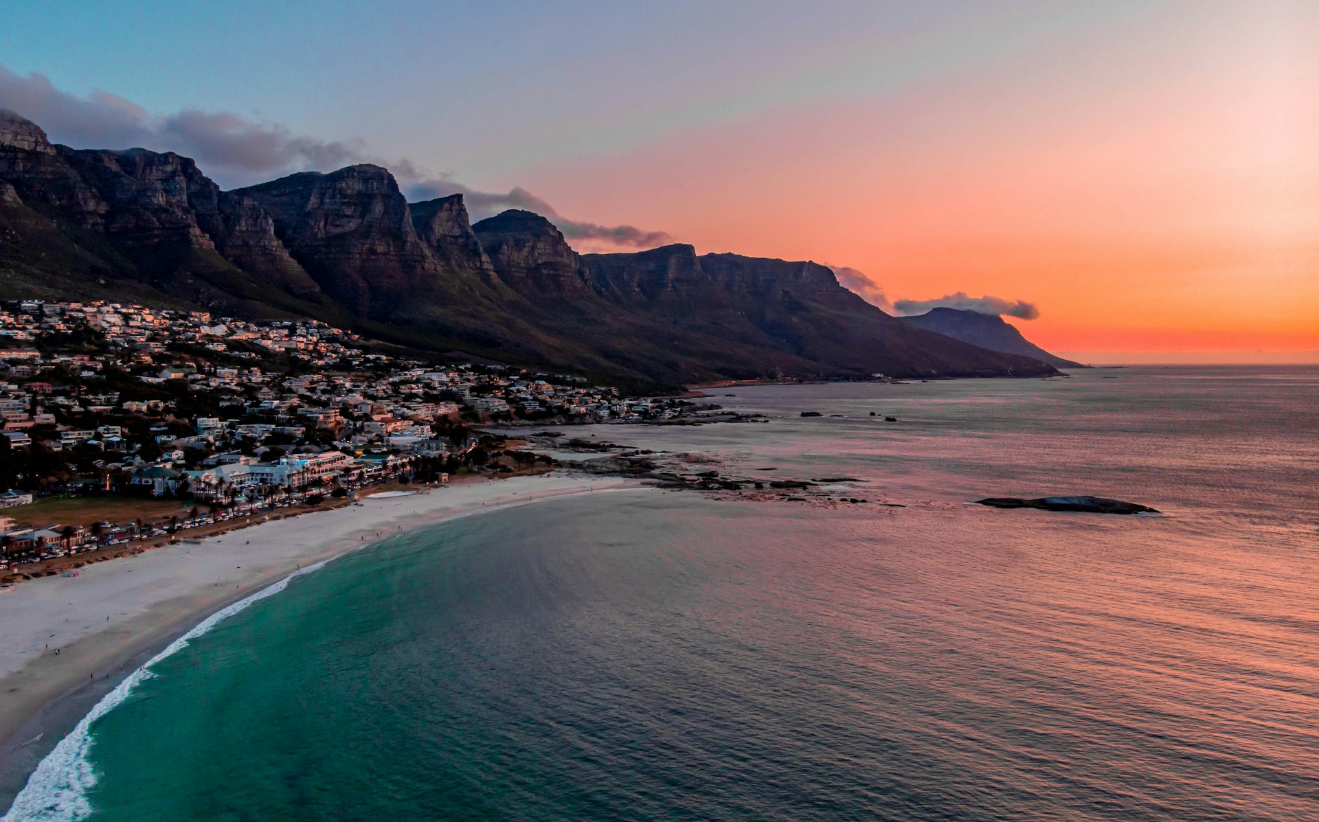 Cape Town and the Atlantic coastline at sunset